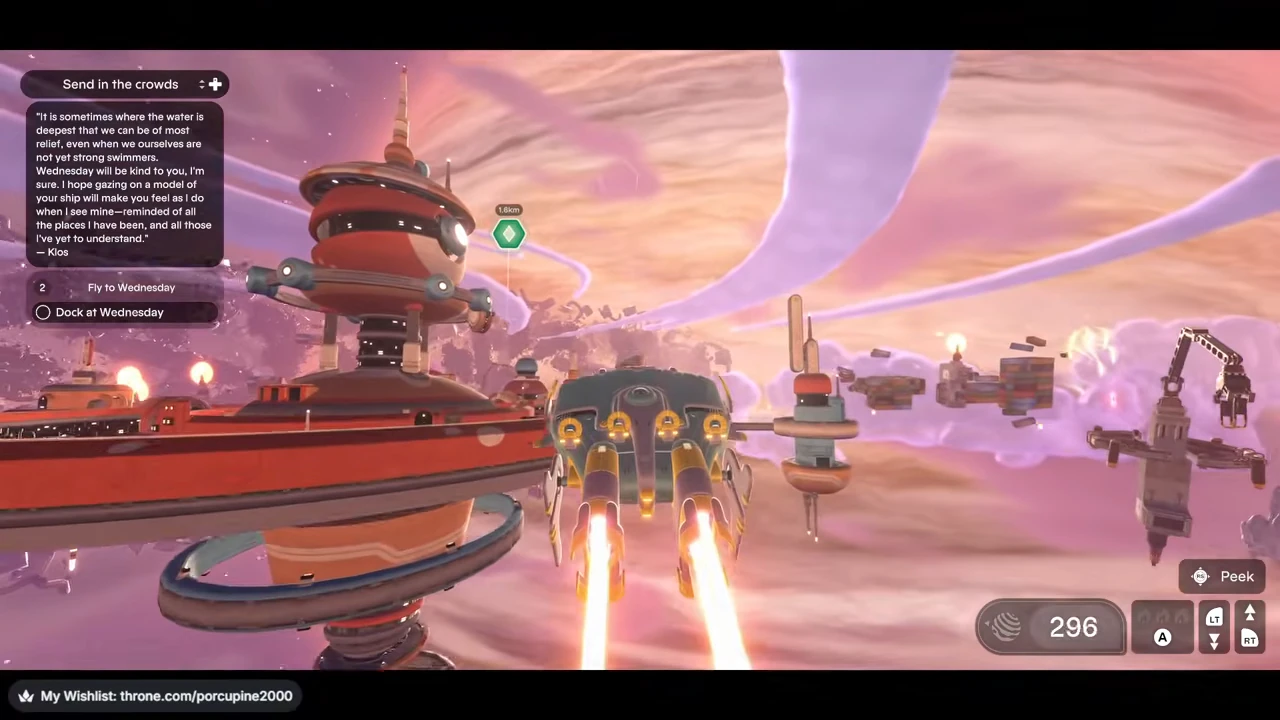 Ship approaching Wednesday while the Dock at Wednesday objective remains unchecked.